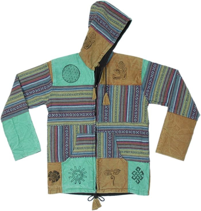 Handmade Himalayan Patchwork Hoodie Jacket – Bohemian Soul, Artisan Craft