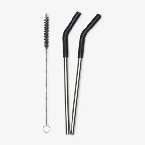 Klean Kanteen Steel Straws Straw 2-Pack with Brush - Black